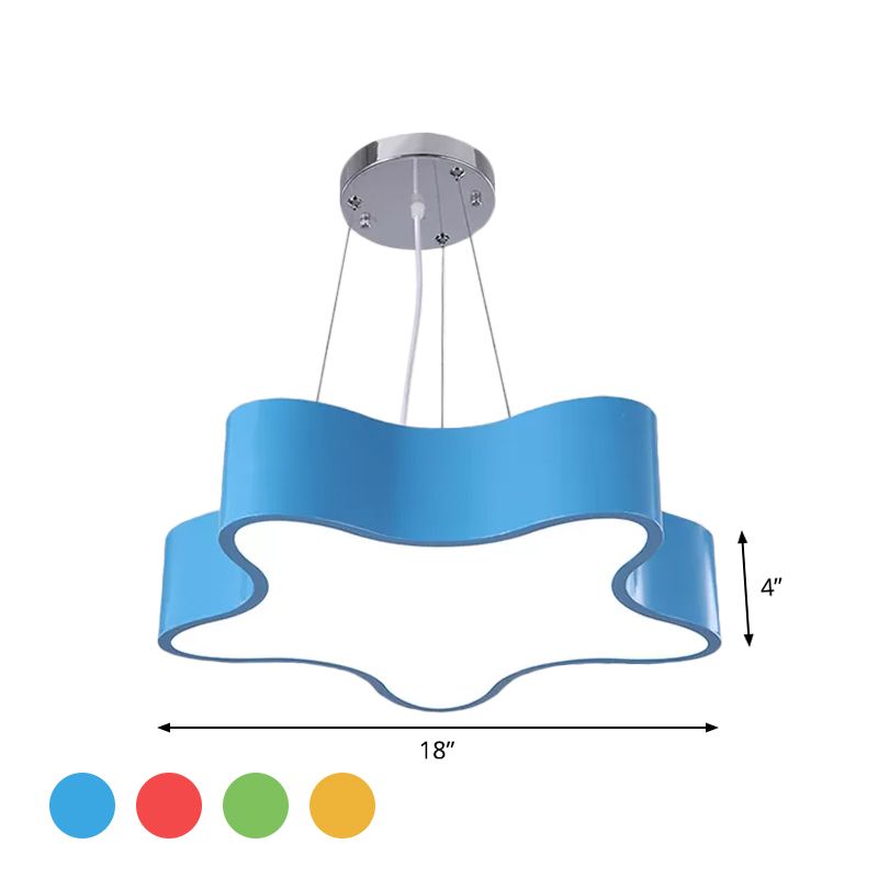 Kit d'éclairage pendentif LED Kids avec une nuance en acrylique rouge / jaune / bleu étoile suspendue Chandelier pour chambre à coucher