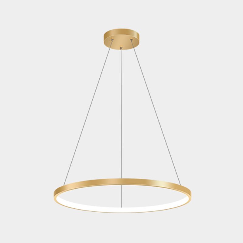 Circle Metal Pendant Light Fixture Modern Style Single Light Hanging Light Fixture in Gold