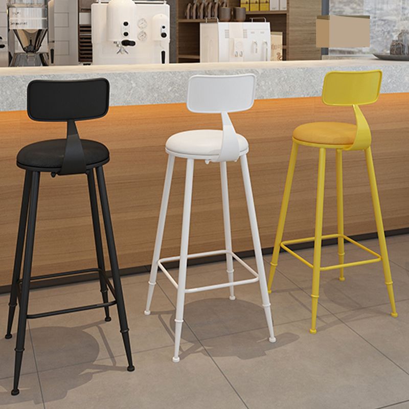 Scandinavian Metal Barstool Leather Barstools in Matte Finish for Indoor
