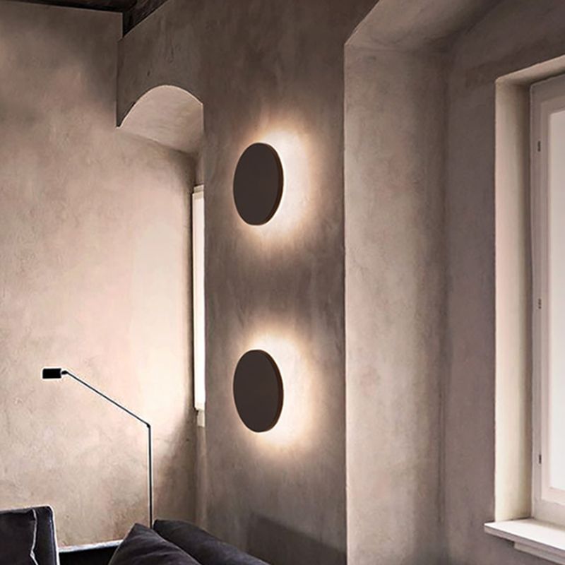 Platte ronde led wand gemonteerd verlichting eenvoud cement slaapkamer wand sconce in grijs