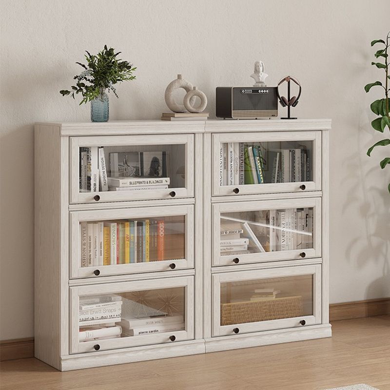 Wooden Standard Bookshelf Contemporary White Bookcase with Doors