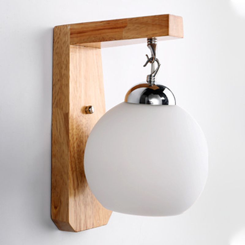 Modern Style Orb Wall Light Sconces Wood 1 Light Wall Lighting Ideas