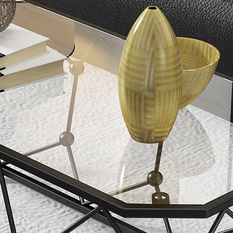 Modern Frame Coffee Cocktail Table Rectangular Glass Top Coffee Table