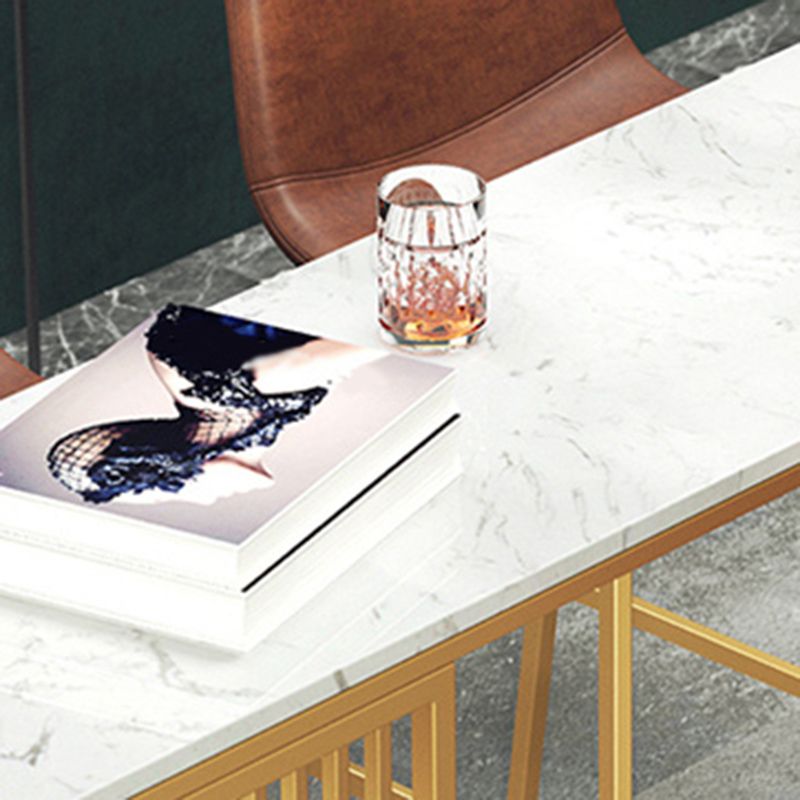 Glam Rectangle Bar Table Set 1/3 Pieces Faux Marble Pub Set for Dining Room