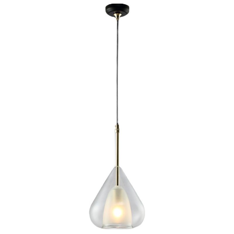 1 Light Teardrop Pendant Lamp Modern Double Glass Hanging Lamp for Living Room