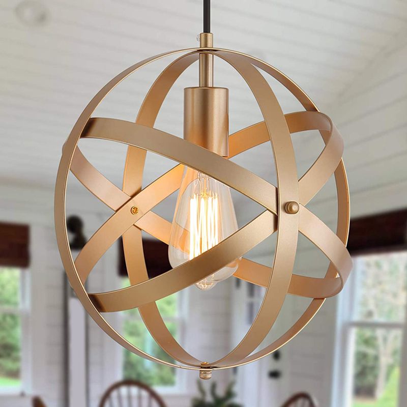 11,8 "diametro Globe Metal Cage Hanging Light Single Bulb Vintage Vintage Style Lighting Freet per camera da letto