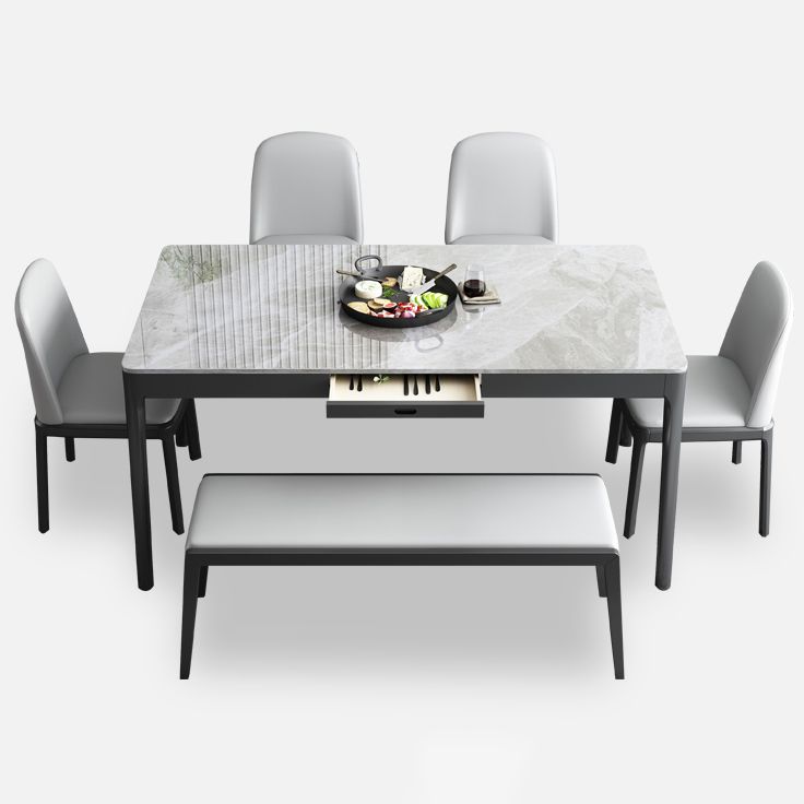 Rechteck dreifarbige Esstisch Sinterstein Tisch Vintage mit Schublade
