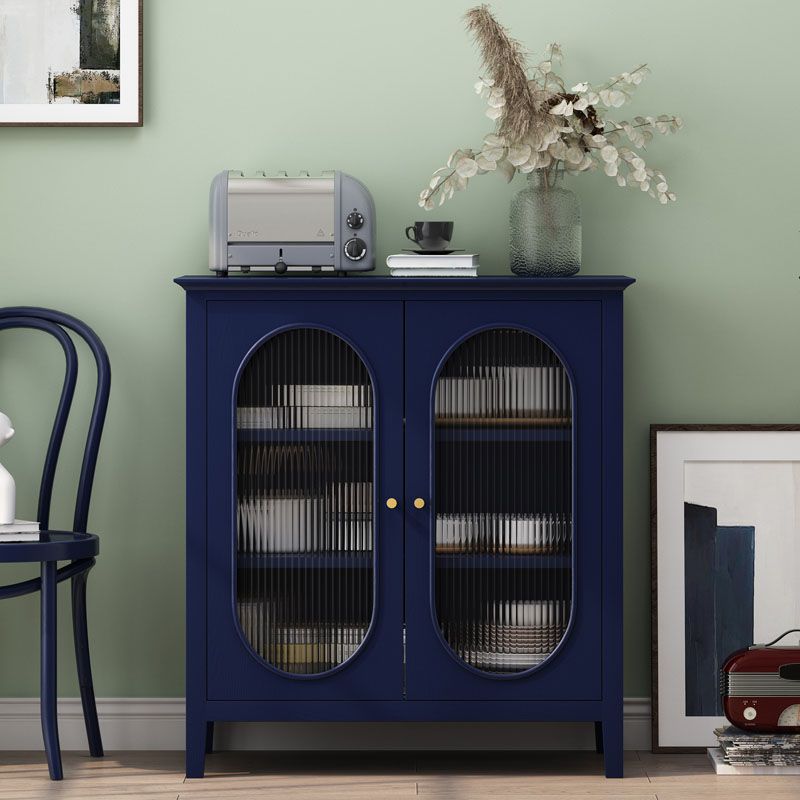 Matte Finish Pine Wood Server with Cabinets 33.5"L Modern Indoor Sideboard