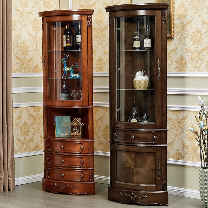 Triangle Accent Cabinet Solid Wood Storage Cabinet with  Drawer