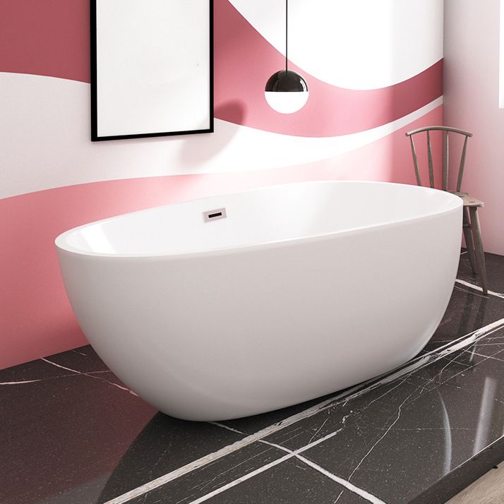 Modern Acrylic Bath Soaking White 23.62-inch Tall Bathtub with Overflow Trim