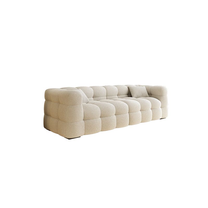 Nordic Biscuit Back Wool Sofa Tuxedo Arm 41.3"d Sofa in Cream