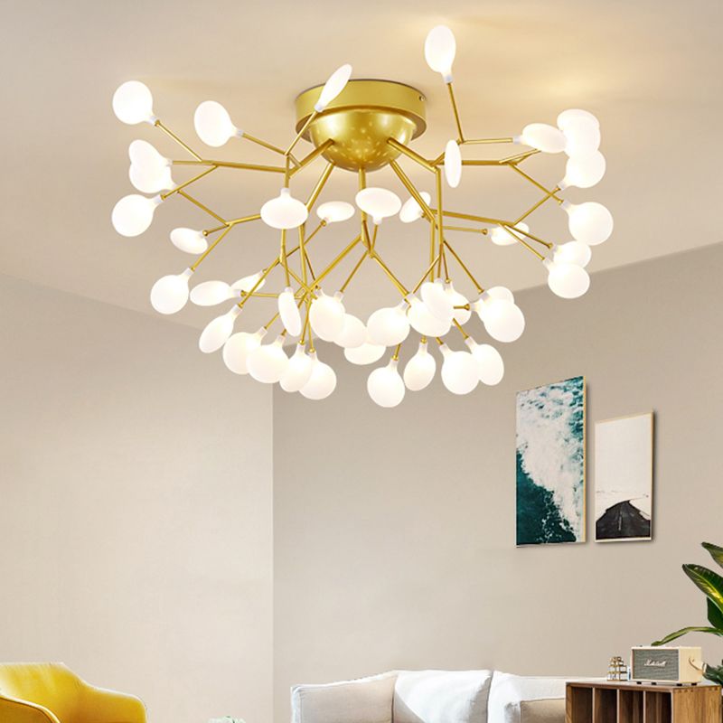 Zweig Schlafzimmer Flush Mount Kronleuchter Metallic Minimalist LED Semi Flush Leuchte