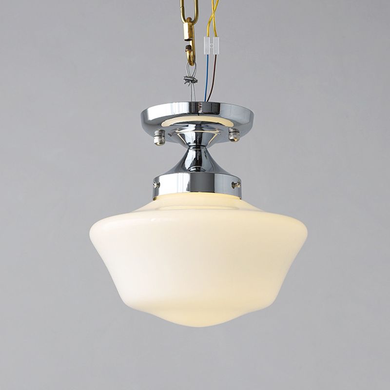 Glass Geometric Flush Mount Lights Contemporary Style 1 Light Flush Ceiling Light in White