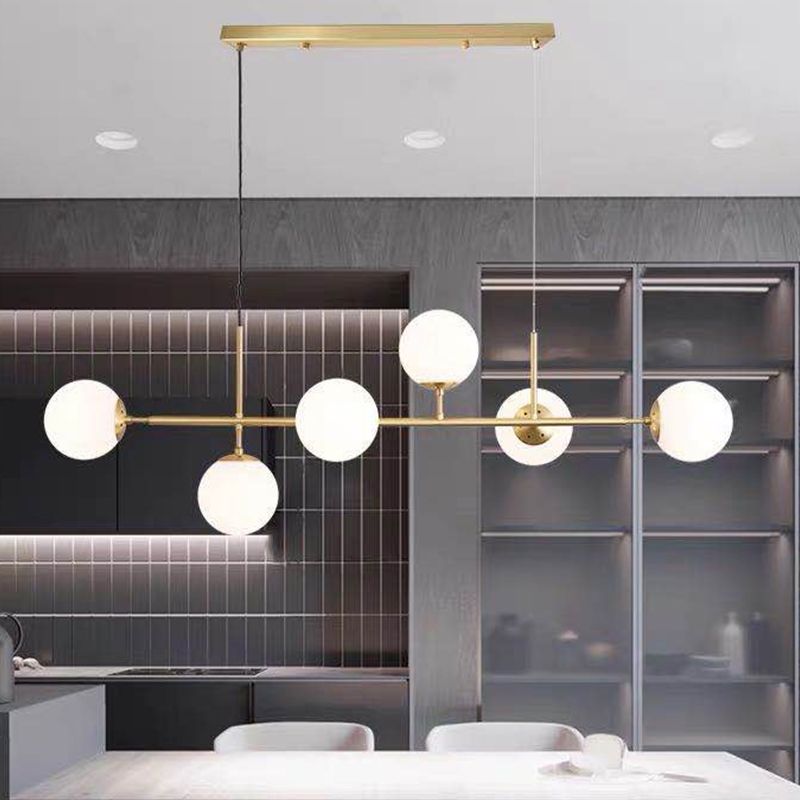Nordic Glass Island Light Gold Globe 6 Lichter Island Anhänger für Wohnzimmer