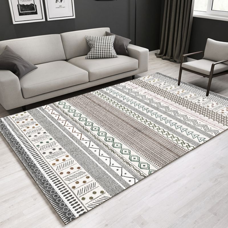 Boho-Chic Striped Rug Classical Reclaimed Area Rug Stain Resistant Area Carpet for Home Decoration