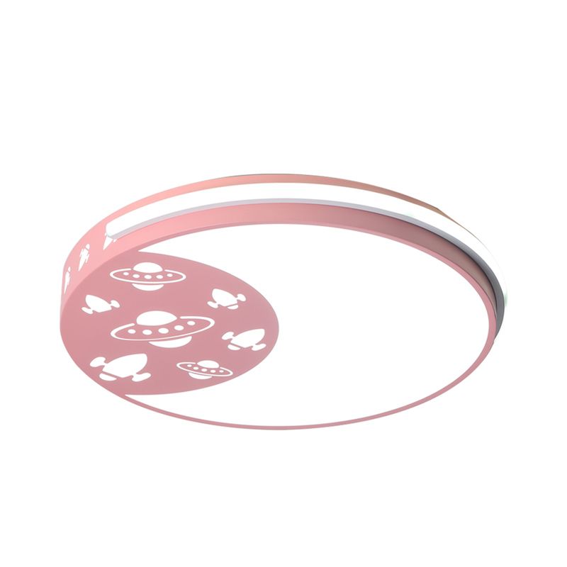 Plafonnier LED en forme de croissant et d'espace extérieur, en acrylique, bleu/noir/rose, pour chambre d'enfant