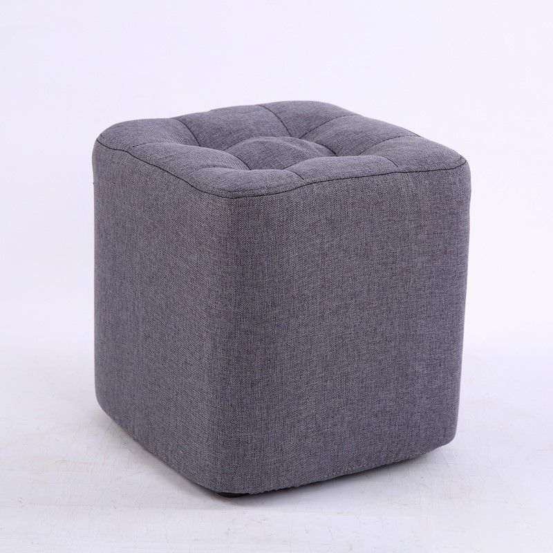 Contemporary Linen Upholstered Ottoman Rectangle/Square Shape Pouf