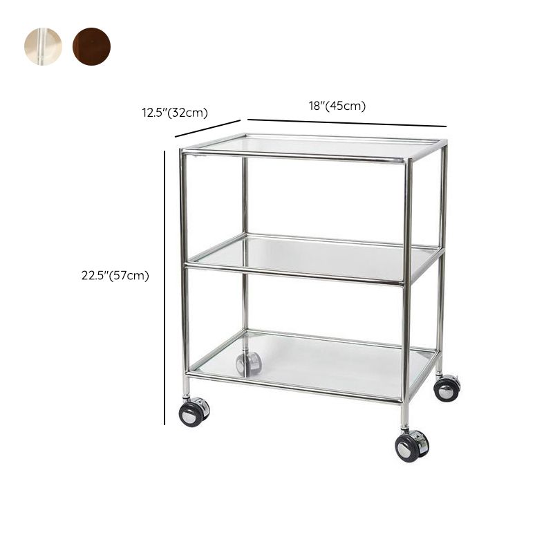 22.44" Tall 4 Legs Side Table with Shelves Modern Metal End Table Stand