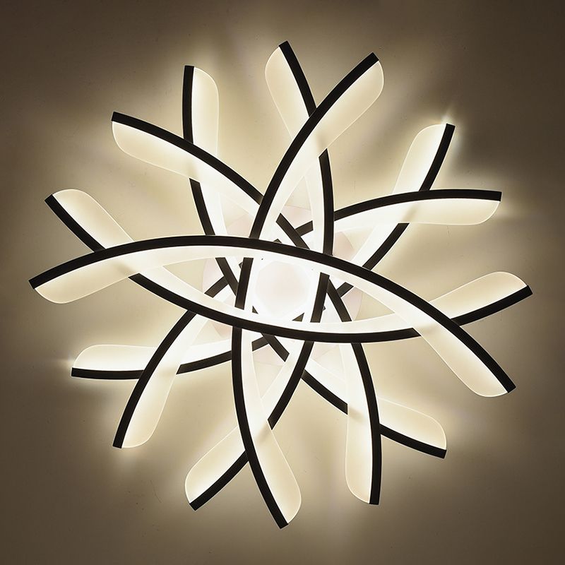 Line Shape LED Ceiling Lamp Modern Iron Flush Mount for Bedroom Study