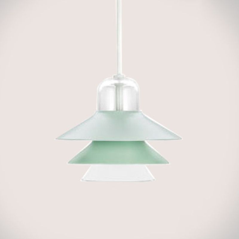 Layered Restaurant Pendant Lamp Metallic Single-Bulb Macaron Hanging Light