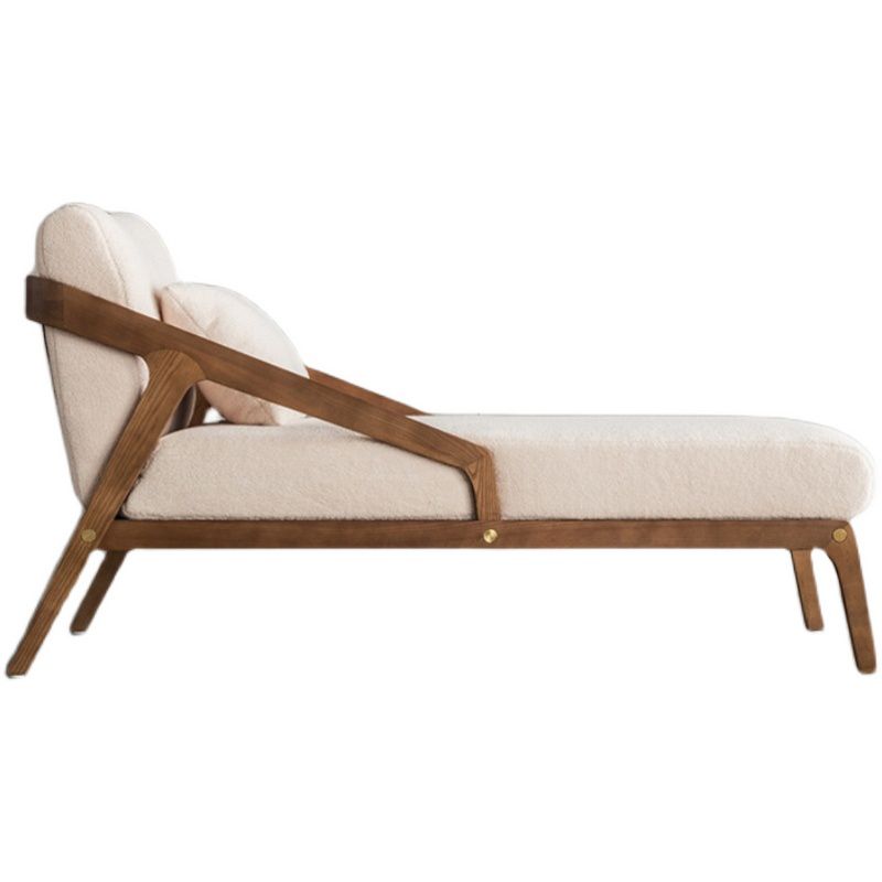 Scandinavian Upholstered Chaise Lounge Couch Two Arm Chaise Lounge Chair in Beige