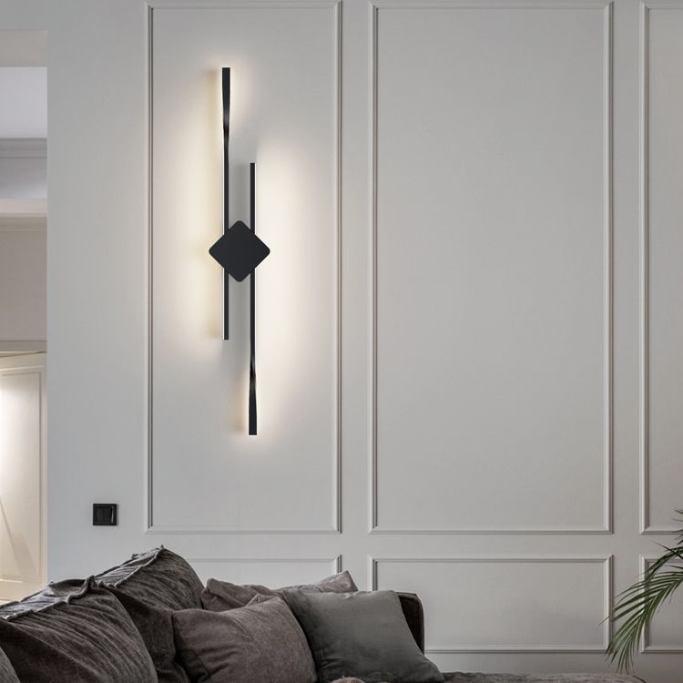 Linear Shape Metal Vanity Sconce Light Modern Style 2-Lights Vanity Mirror Lights in Black