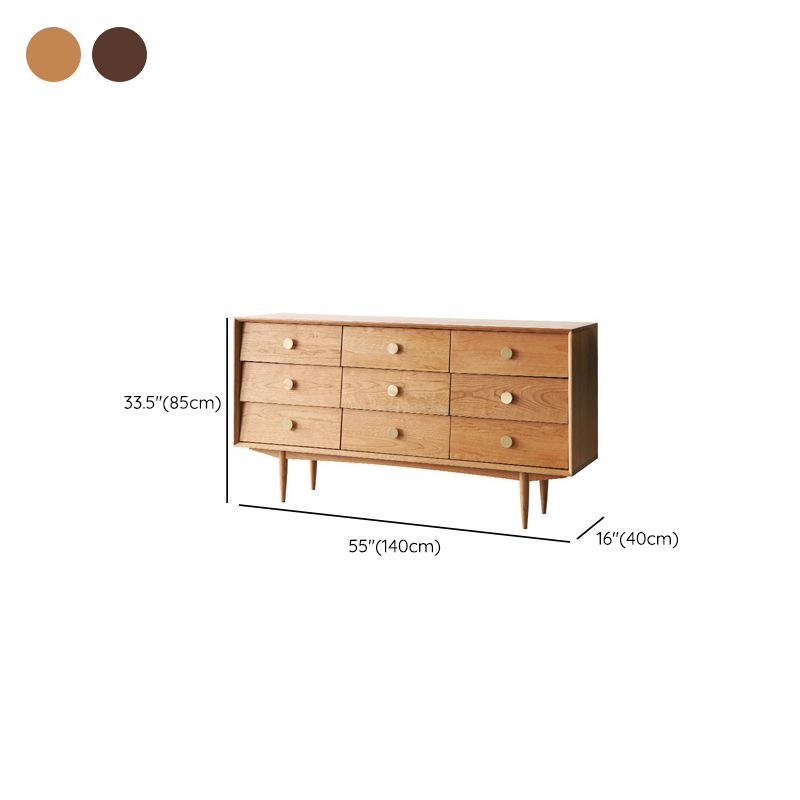 Modern Horizontal Double Dresser Solid Wood Storage Chest for Bedroom