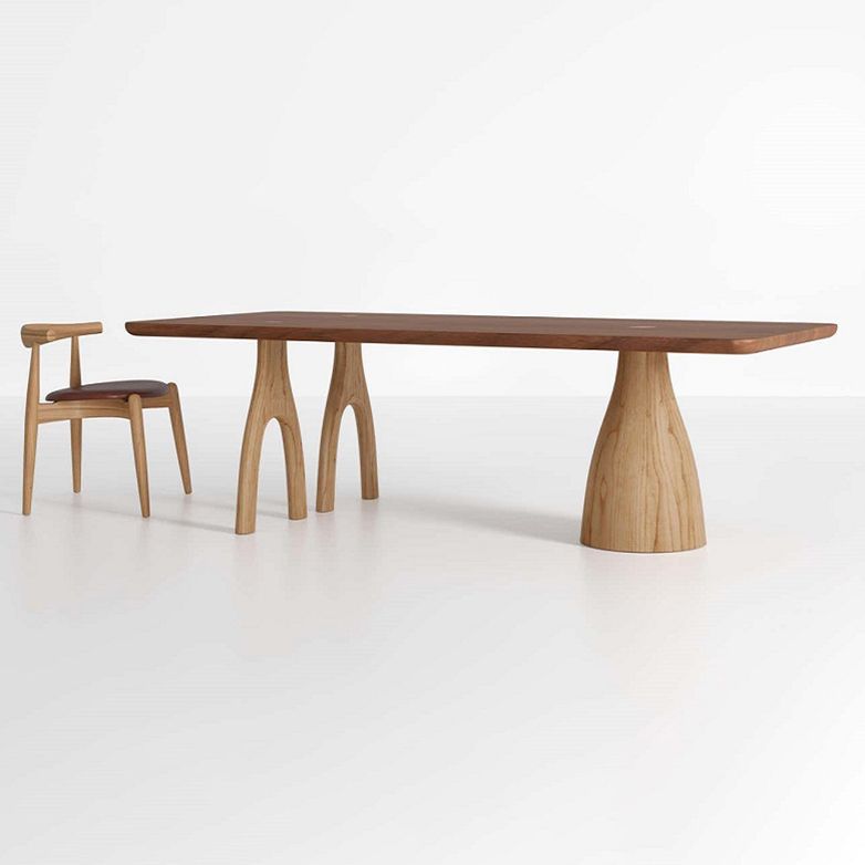Modern Solid Wood Rectangle Table Brown Standard Dining Table for Kitchen