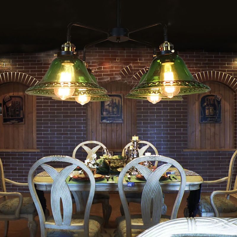 Lampadino in vetro verde chiaro vintage Lampone in vetro verde chiaro per sala da pranzo