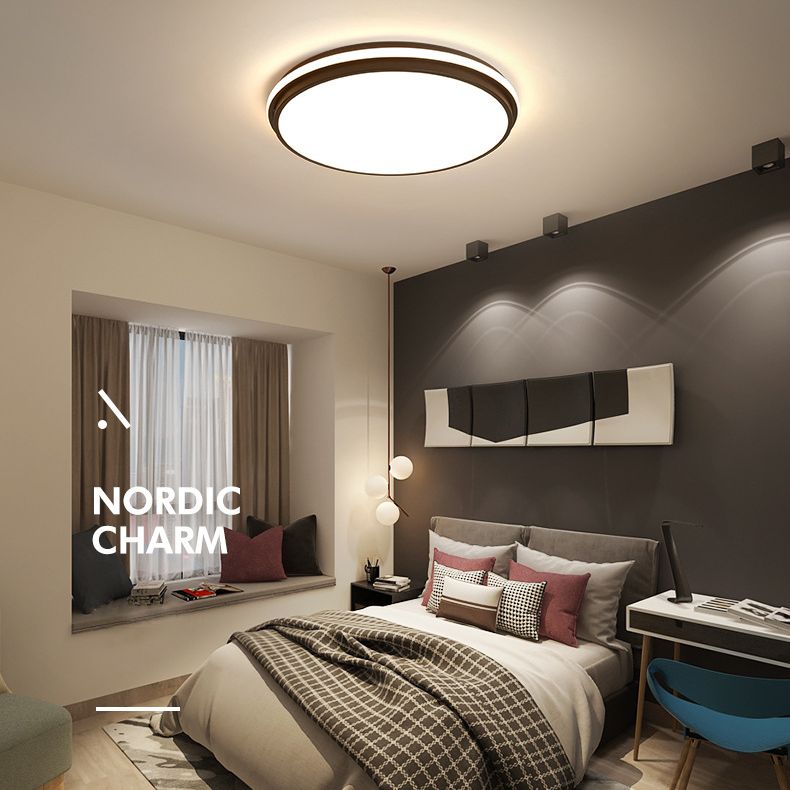 Black Geometrical Flush Ceiling Light Fixture Modern Style 1-Light Metal Flush Light
