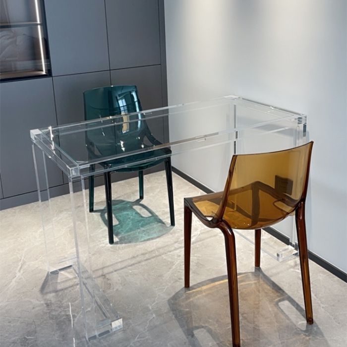 Modern Rectangular Bedroom Desk Glass Top Office Desk Home Writing Desk