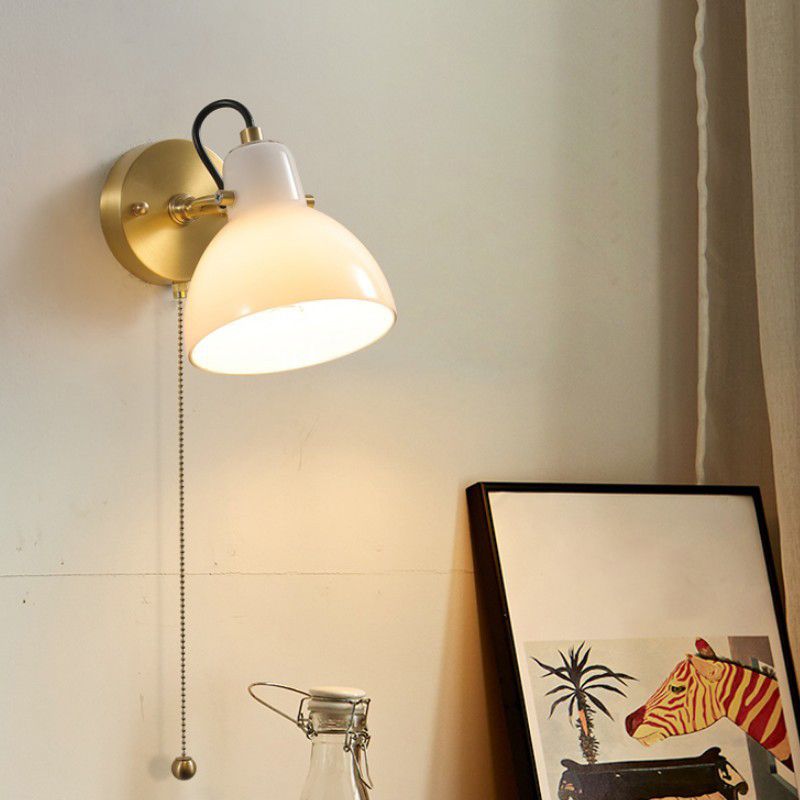 1-Light Simple Wall Lamp Modern Wall Mount Lamp with Glass Shade for Bedroom