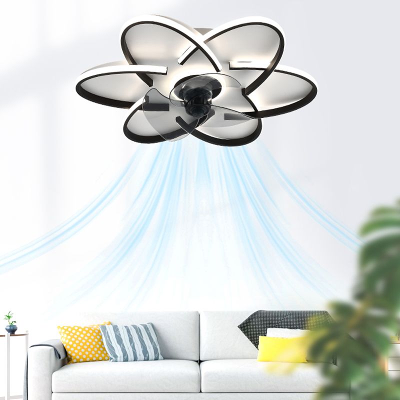 Geometric Shape Metal Ceiling Fans Modern Style Multi-Lights Ceiling Fan Lamp Fixture