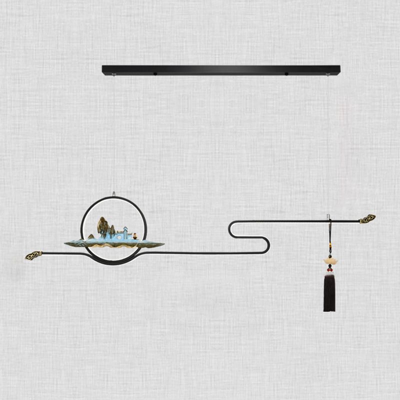 Modern Metal Island Lighting Ideas Linear Chinese Chandelier Lamp for Dining Room