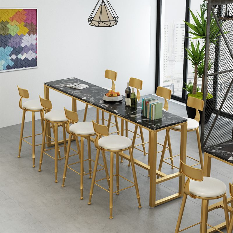 Faux Marble Bar Height Table Modern Style Bistro Table for Living Room