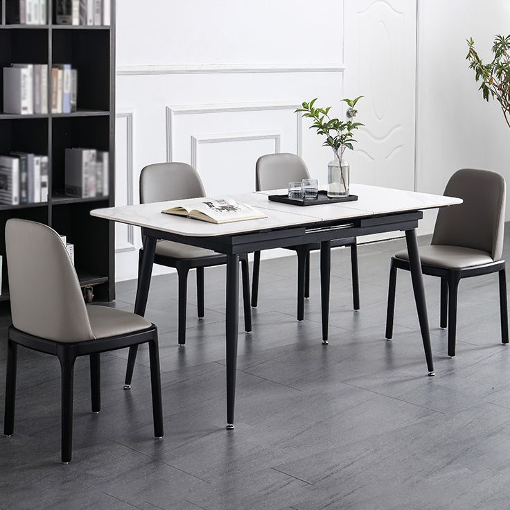 4-foot Stone Dinette Table Industrial Style Rectangle Dining Table with Drop Leaf