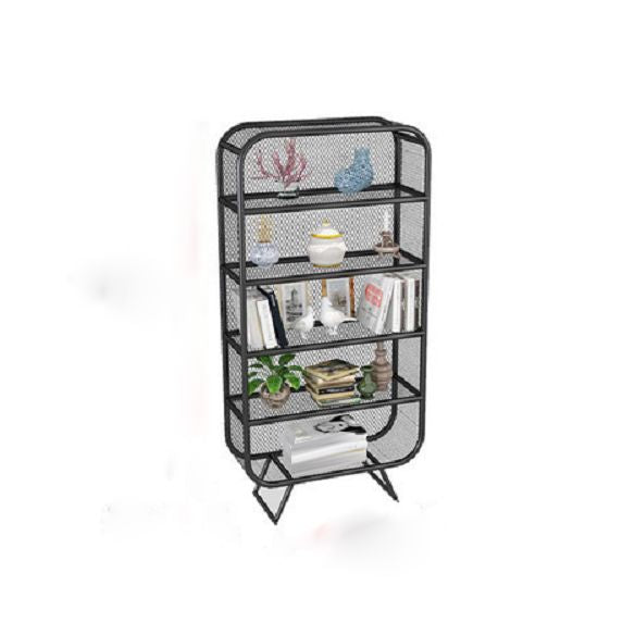 Glam Antique Finish Bookcase Metal Standard Bookshelf with Rectangular Shelves