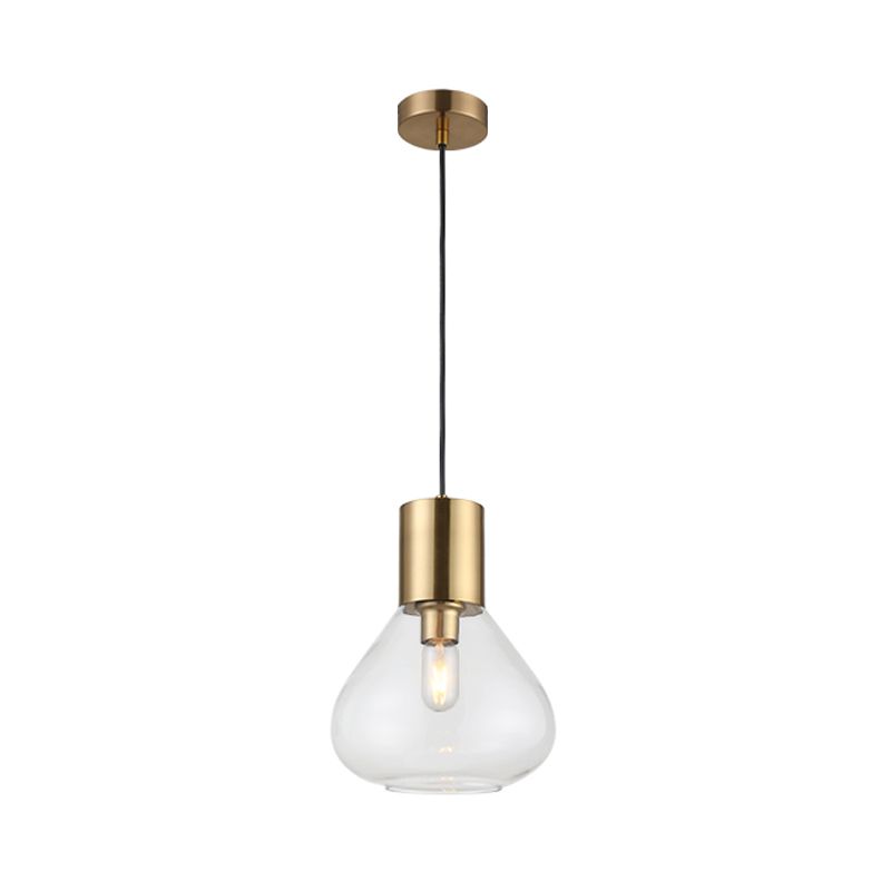 Urne en verre transparent Éclairage suspendu moderne 1 tête en or finition pendante plafond lampe sur table à manger
