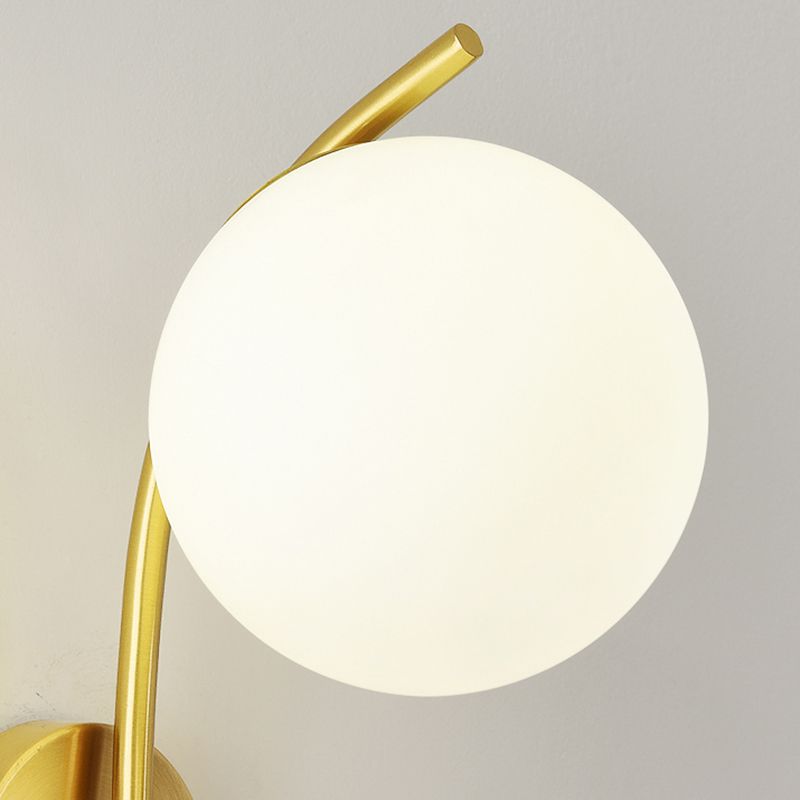 Minimalist Wall Sconce Lighting White Spherical Wall Mounted Light with Glass Shade