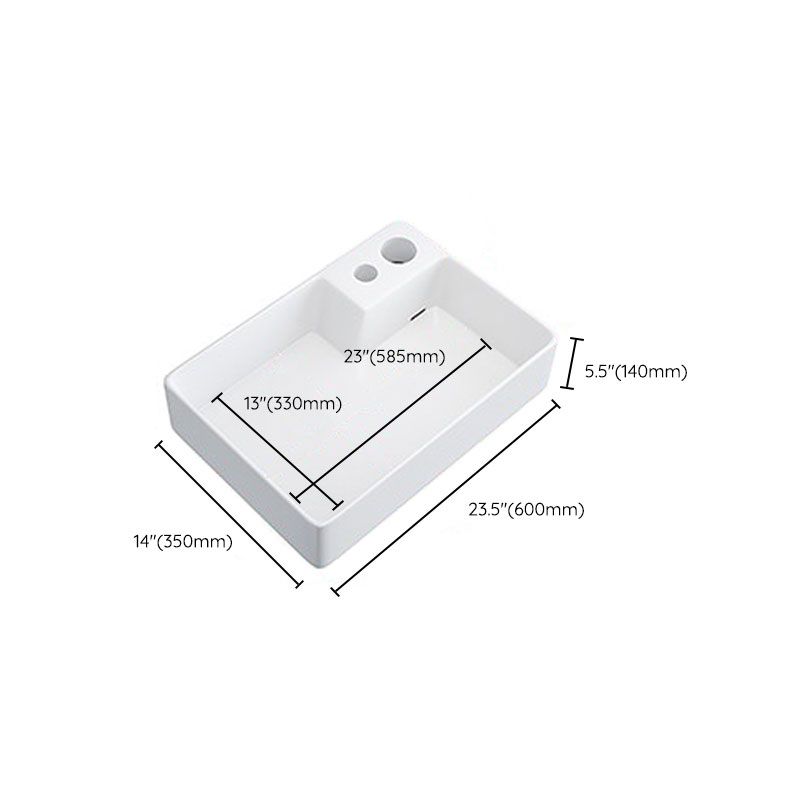 Modern Bathroom Sink White Ceramic Rectangular Bathroom Vessel Sink