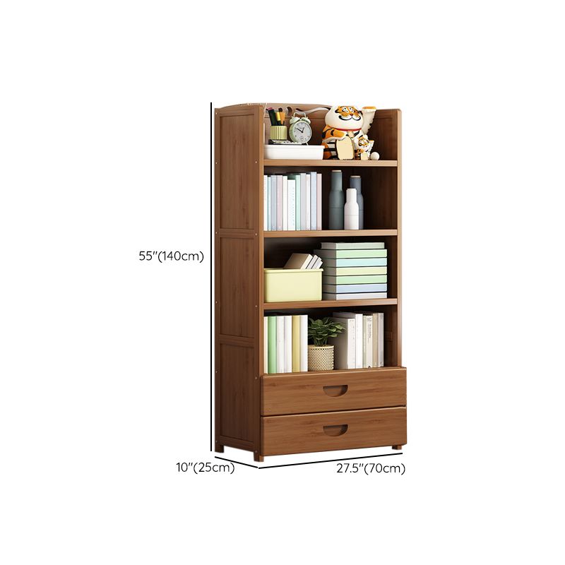 Contemporary Bamboo Bookcase Standard Closed Back Bookshelf with Shelves