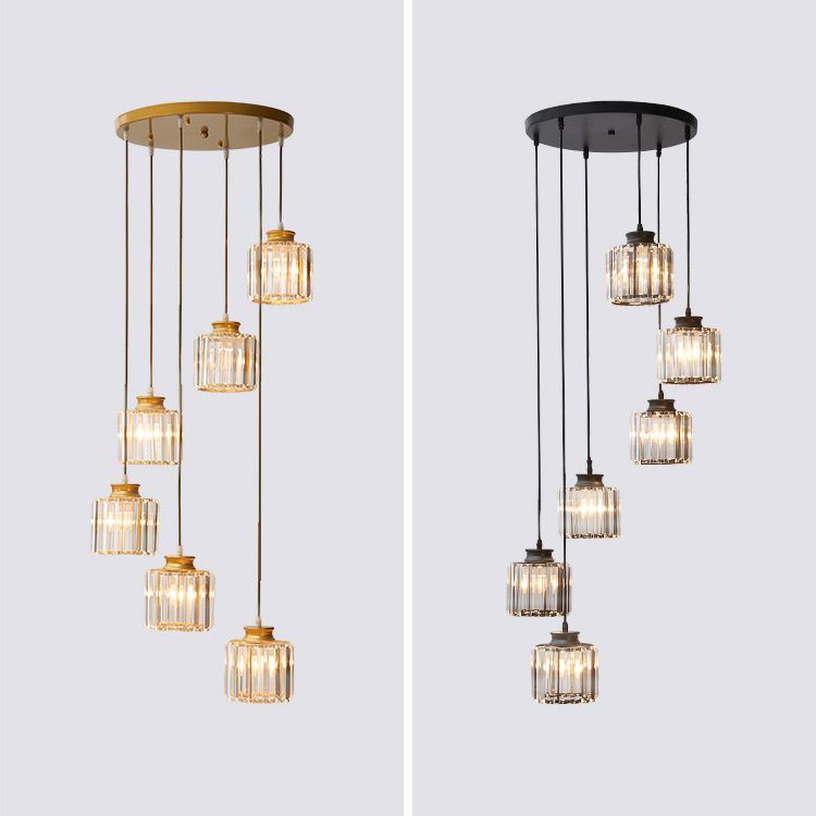 Modern Style Cylinder Shape Hanging Lights Crystal Hanging Light Fixtures