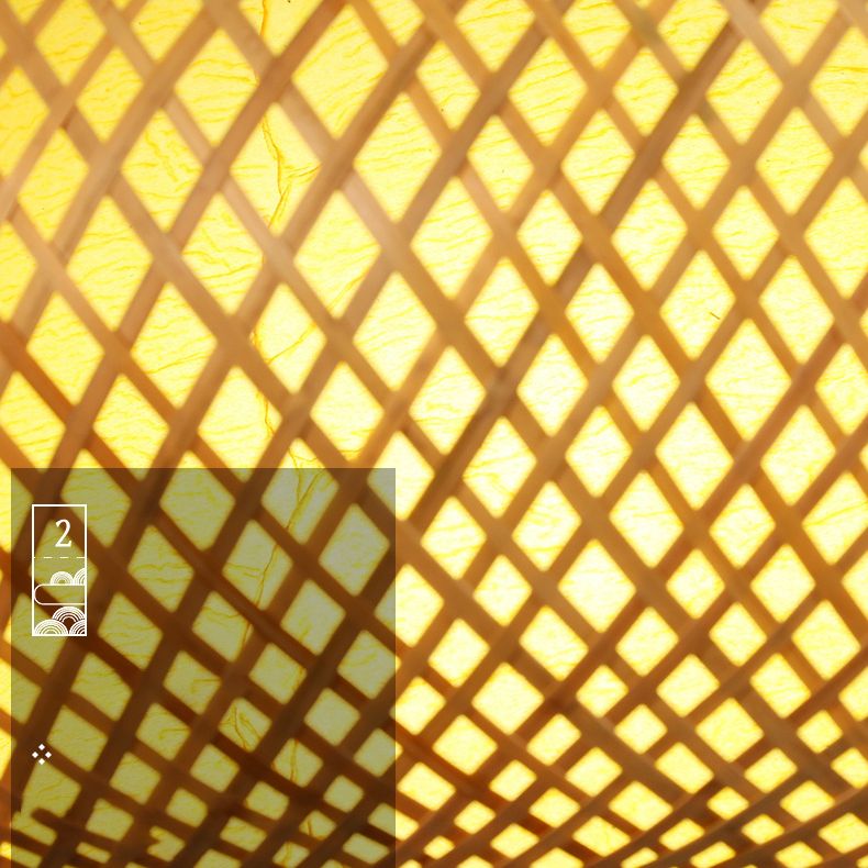 Lámpara de techo de montaje empotrado con forma de tambor redondo chino, iluminación de montaje empotrado de bambú Beige para dormitorio