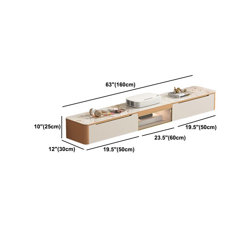 Glam Style Stone TV Stand Enclosed Storage Cable Management TV Console