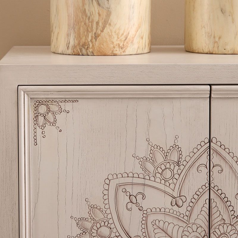 White Knobs Wood Cabinets Included Accent Cabinet with Straight Legs