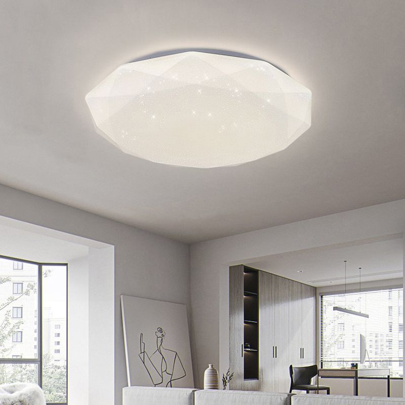 Modern Style Geometry Ceiling Light Metal 1 Light Ceiling Lamp for Bedroom in White