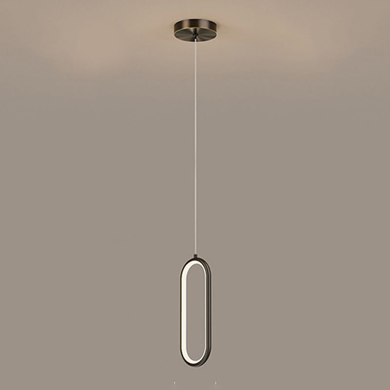 Metal Oval Hanging Light Postmodern Style Suspension Pendant for Cafe Restaurant