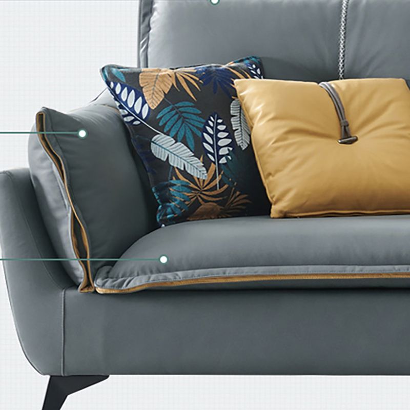 35" High Modern Faux Leather Flared Arm Standard Sofa with Cushions Stain Resistant