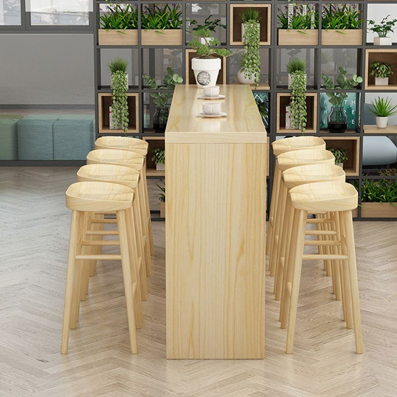 Modern 1/2/5/9 Pieces Bar Table Set Wooden Bar Table with High Wood Stools