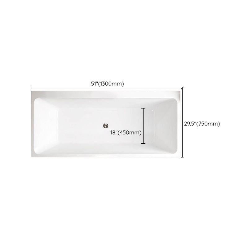 Modern Rectangular Drop in Bathtub Acrylic Soaking White Bath